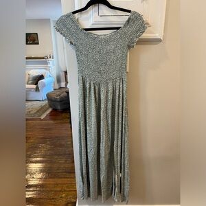 Green Floral off the Shoulder Dress